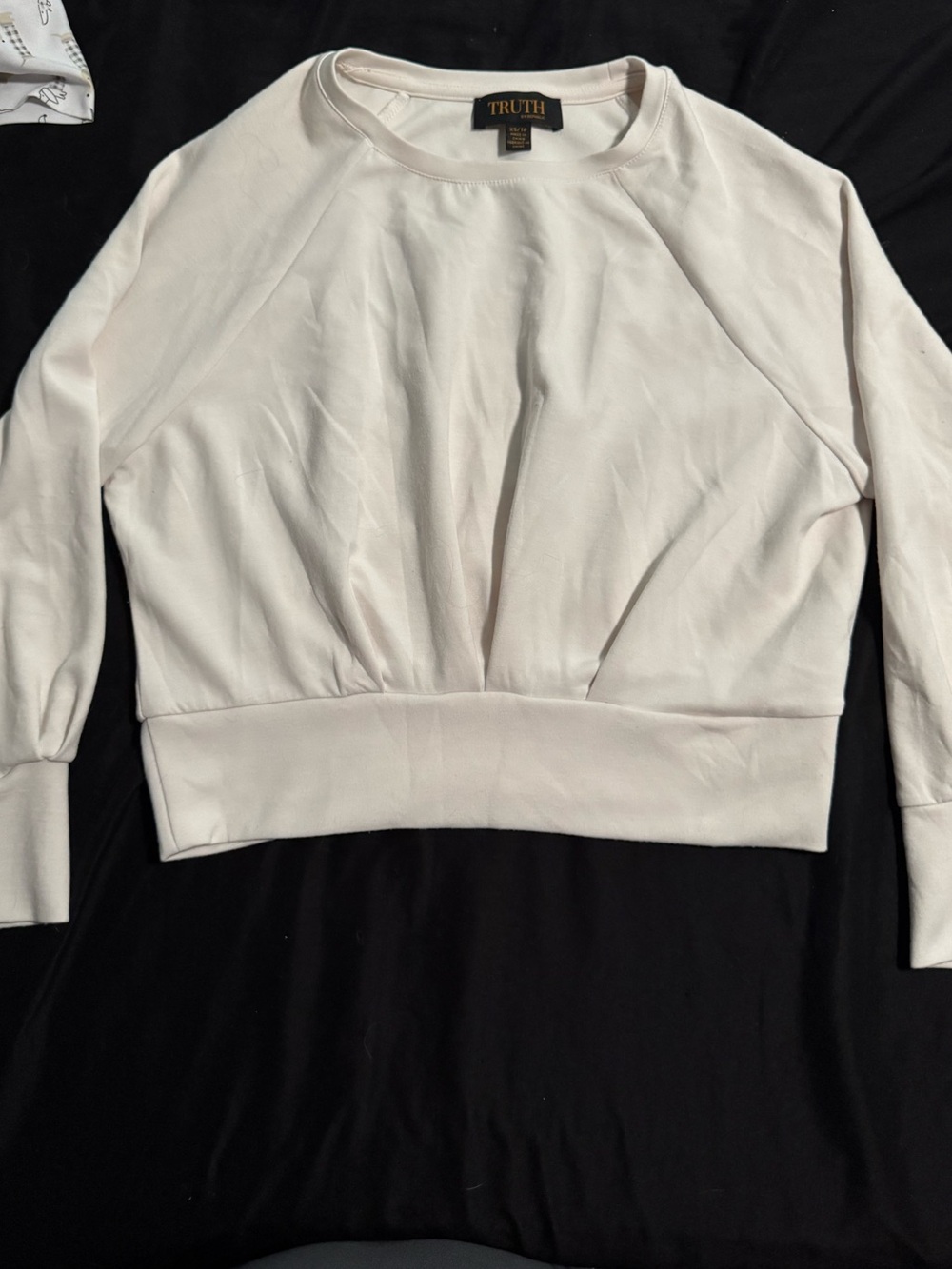 Truth by Republic White Cropped Raglan Sweatshirt Top XS Petite